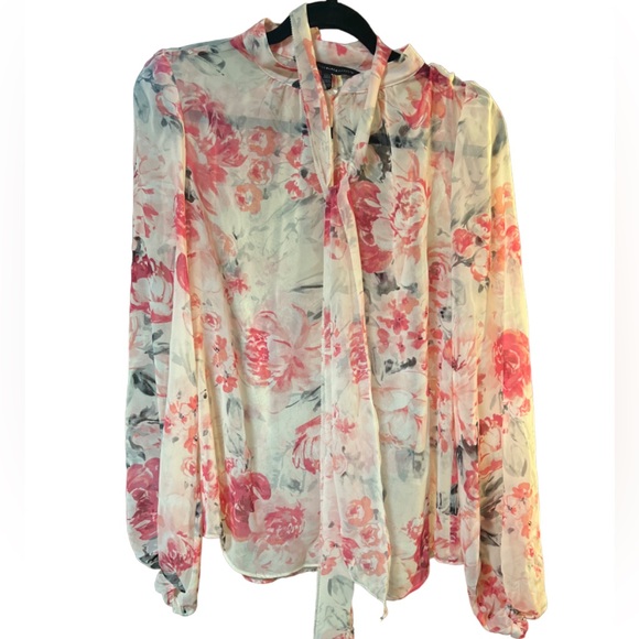 White House Black Market Tops - White House black market WHBM flowy floral lightweight clouds with ties